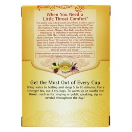 Tea Organic Honey Lemon Throat Comfort, 16 bags ( Value Bulk Multi-pack)