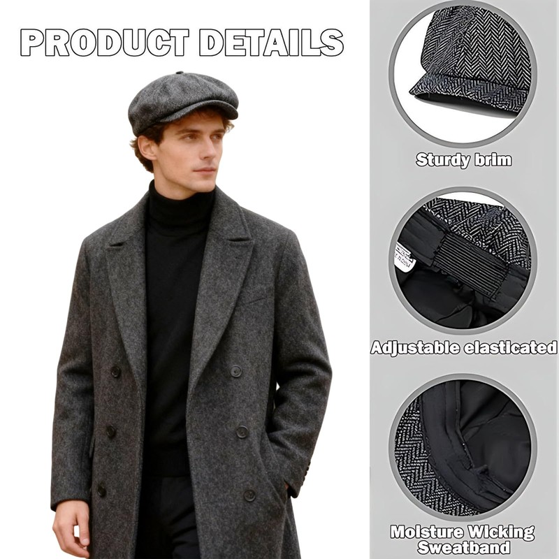 YEWCEP Peaky Blinders Women's Flat Cap Retro Peaked Cap Flat