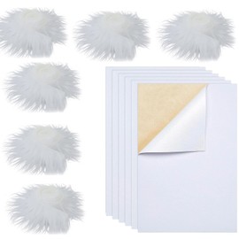 LQSMBDTY 6 Pieces of Faux Fur Fabric, 6 Pieces of Felt Fabric (for DIY cat Fur Furry kit) White