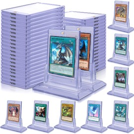 100 Pack Magnetic Card Holders for Trading Cards, 35pt Acrylic Baseball Card Holders Display Case Fit for Sports Cards, Standard Cards, Hard Plastic Card Protectors with 10 Card Stands