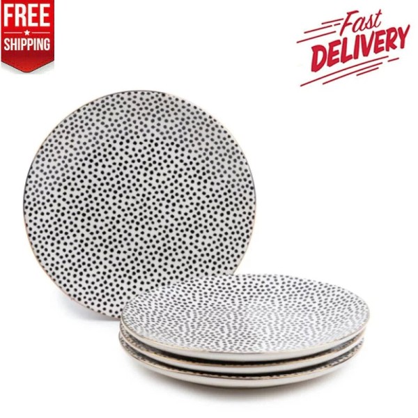 Unbranded 4 Pack Dinnerware Stoneware Salad Round Plates Dishwasher &Oven