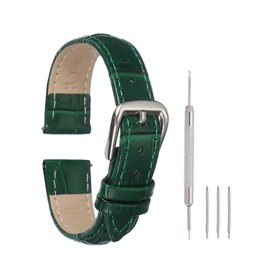 sourcing map Leather Watch Bands for Men and Women, 20mm Crocodile Pattern Watch Band Quick Release Watch Strap Replacement, Flat Thin Elegant Leather Strap with Tools, Green