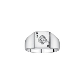 Rylos Gambling Rings Sterling Silver Designer Ring Lucky Ace of Spades Poker Ring with Diamonds, Ring, Perfect Pinky Ring Choice! Size 11