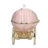 Jewelry Organizer White Golden Pumpkin Carriage Shape Rhinestone Storage Box