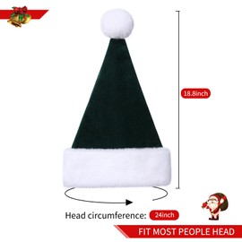 JKSVE Santa Hat,Adults Unisex Velvet Christmas Hat,New Year Festive Party Christmas Supplies (Hunter green)
