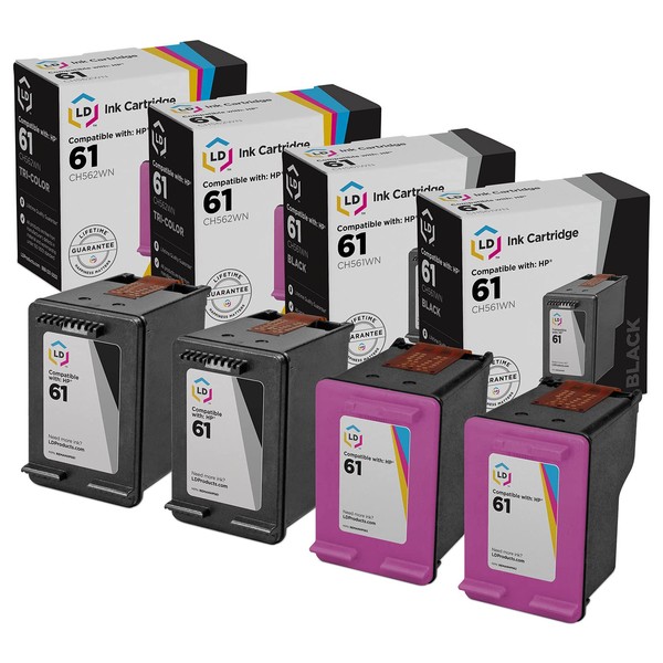 LD Remanufactured Ink Cartridge Replacements for HP 61 (2 Black,