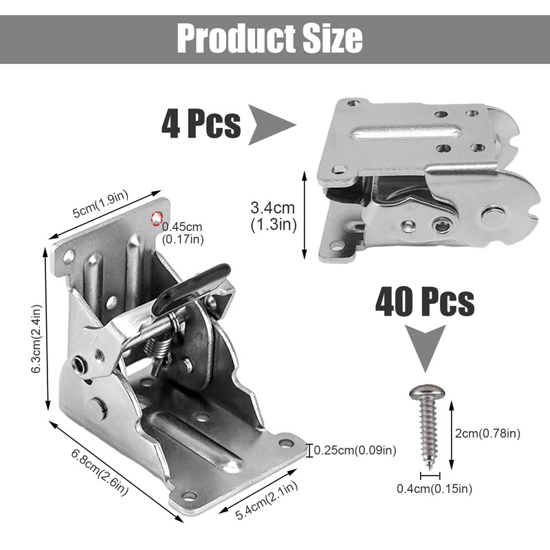Folding Hinge, Pack of 4 Table Legs, Folding Locking Table