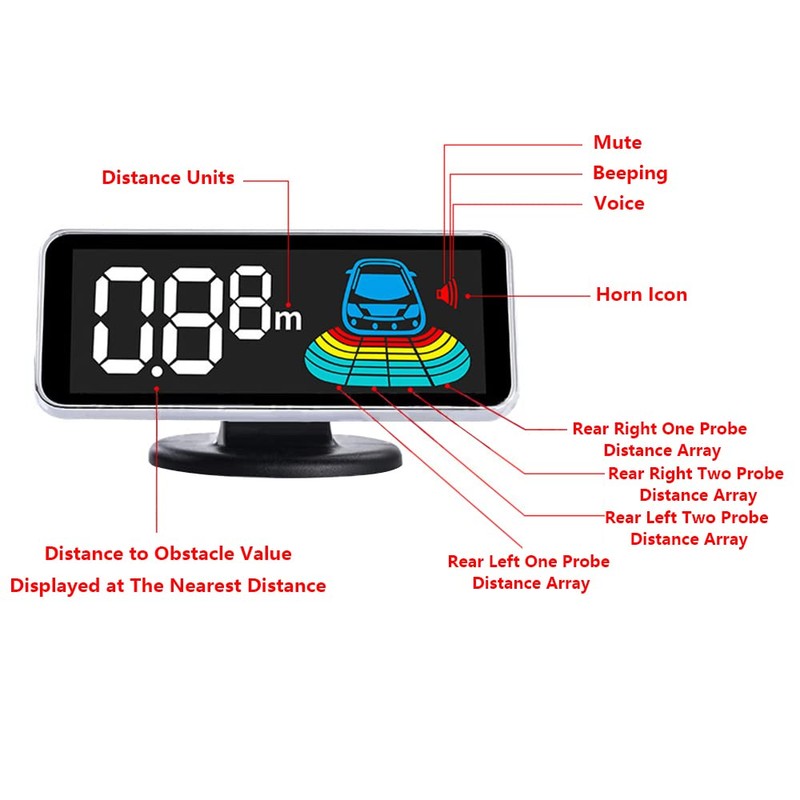KACEPAR Car Reverse Backup Radar System Parking Sensor Kit, Alarm