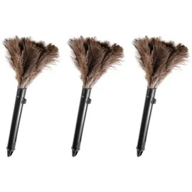 Retractable Feather Duster Ostrich Feathers Anti-Static Reusable Eco-Friendly Handheld Cleaning for Keyboard Home Car Officecolor: Style a - 3 Pcs
