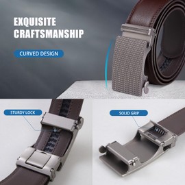 GSG SINCE 1998 Mens Genuine Leather Belts Ratchet Belts 35MM for Dress, Suits, Jeans
