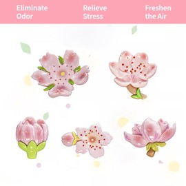 BRIOTA 5 Pcs Car Air Vent Clips, Pink Flower Air Conditioning Outlet Clips, Scents Freshener Clip Charm, Girly Car Accessories for Women, Interior Decor
