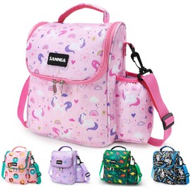 Nasjac Bolsa de Almuerzo para Niños Niñas, Loncheras Térmica Reutilizable Grande 7.5L con Bolsa para Botella, Bolsa de Almuerzo Portátil con Correa Ajustable para Escuela, Picnic,Viajes (Rosa)