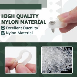 Uenhoy 100 Pcs 3/8" R-Type Cable Clamps Wire Clips, Nylon P-Type Screw Mounting Cord Fastener Clips for Wire Management, Screws Included, White Rope Light Clips