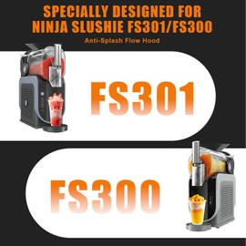 Anti-Splash Flow Hood For Ninja Slushie Machine FS301/FS300/FS299 - Liquid Guide Cover - Ninja Slushie Machine Accessories - No Spills When Pouring Beverages/Fruit Juices (Black)