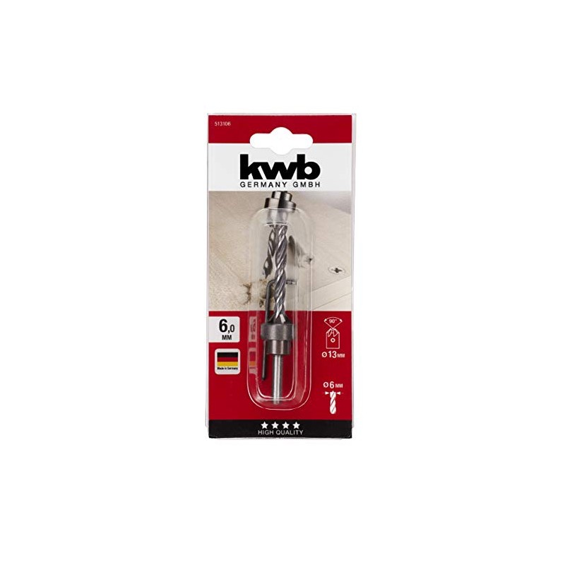 kwb Spiral Wood Drill Bit Set with Countersink and Depth
