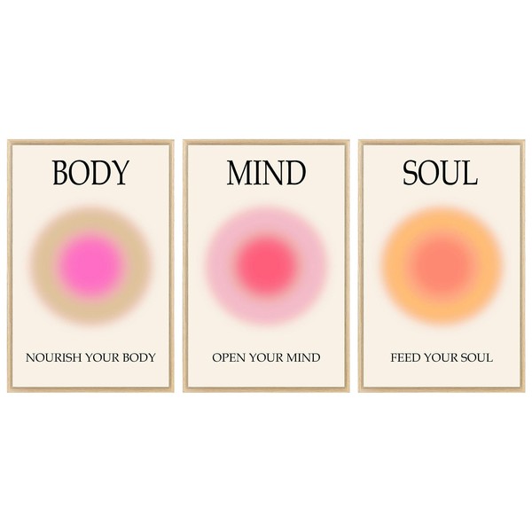 Mind Body Soul Print Positive Aura Posters For Room Aesthetic, Colorful Aura Poster Energy Wall Art Minimalist Print Aesthetic Wall Decor Posters for Bedroom Energy Spiritual 11x17 LAMINATED, No Frame