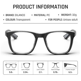 DILANCO Clear Safety Glasses Goggles - Anti-Fog & Scratch-Resistant, Lightweight with Non-Slip Grips and Blue Light Blocking Lens - ANSI Z87 Compliant