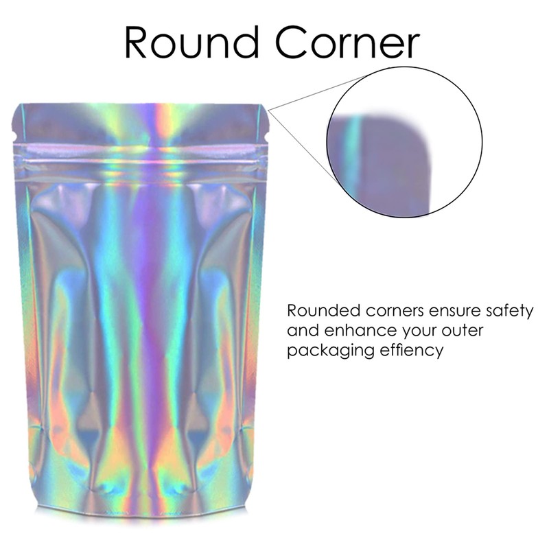 RIGHTPAK Holographic Stand Up Pouches 25 Pieces - 16cm x