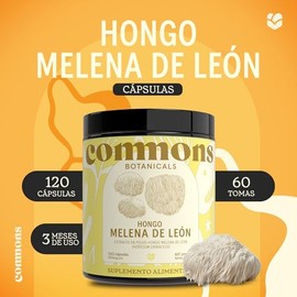 Commons - Hongo Melena de Leon 120 Cápsulas - Más de 5 Meses de Suministro - Suplemento Natural - Lions Mane de Máxima Calidad - Cuerpo Frutífero - Hongos Adaptógenos - 100% Orgánico