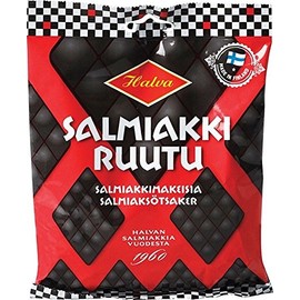 Halva Salmiakkiruutu - Finnish Salty Licorice Liquorice Salmiak Wine Gum Candy Bag 170g