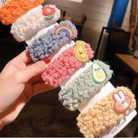 Curly fleece snap hair clip hair clip hair pin yarn accessory pretty cute / 뽀글이 양털 똑딱핀 헤어핀 머리 삔 털실 악세사리 예쁜 귀여운