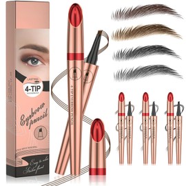 Ceja Microblading 3D(4 PCS)，Tatuaje Lápiz 4 Tenedor Tip，Magic Lápiz de cejas，a prueba de agua Microblading Lápiz de cejas，4-Tipped Precise Brow Pen，de larga duración Natural Fine Stroke Eyebrow Pen