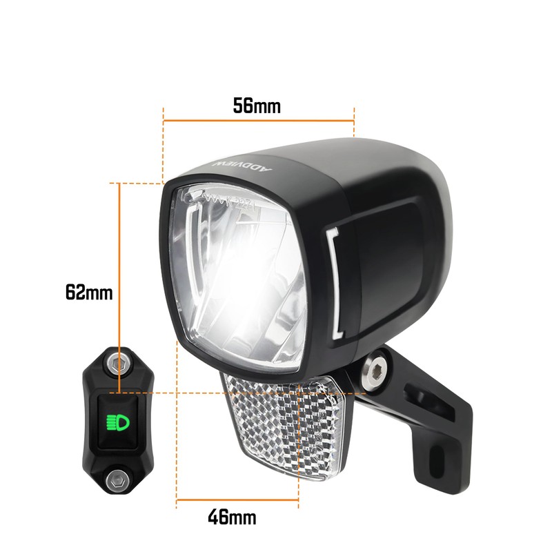ADDVIEW E-Bike Front Light 170 Lux Hammer E170 Plus -