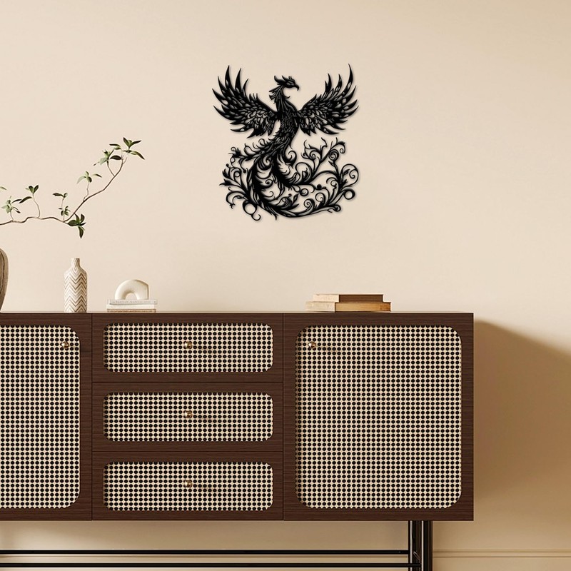 Rajukit Phoenix Wall Art, Wall Decor Metal Phoenix Rising Statue,