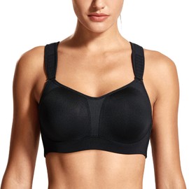 Delimira Sujetador Top Deportivo de Alto Impacto para Mujer con Varilla Talla Grande con Control de Rebote Negro 34DD