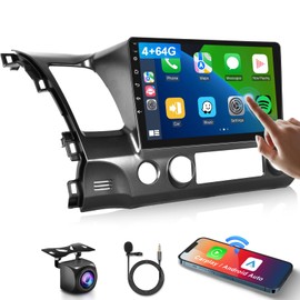 【4G+64G】 for Honda Civic 2006 2007 2008 2009 2010 2011 Car Stereo Radio,10.1" IPS Touch Screen Wireless CarPlay Android Auto 32-Band DSP Audio Android 13 GPS WiFi Bluetooth Dual Mic+HD Camera