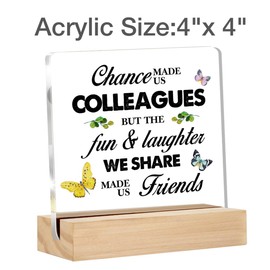 Coworker Gifts Chance Made Us Colleagues Clear Desk Decorative Sign New Joy Going Away Leaving Gift Acrylic Sign with Stand Table Plaque Sign Keepsake Home Office Decor