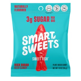 SmartSweets Sweet Fish, Candy with Low Sugar (3g), Low Calorie(100), Plant-Based, Free From Sugar Alcohols, No Artificial Colors or Sweeteners, 1.8oz. (Pack of 6)