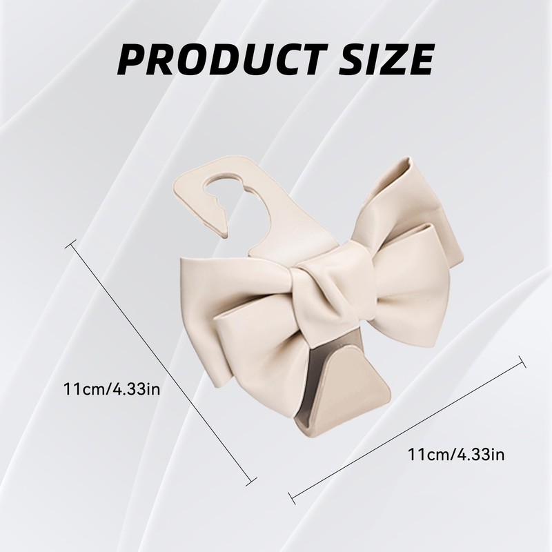 Tioollev 2 PCS Car Seat Headrest Hooks, Cute Bow Shaped