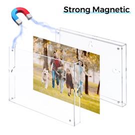 HOUSE DAY 8x10 Acrylic Picture Frames 2 Pack, Strong Magnetic Photo Frame for Wall and Tabletop Display, Clear Picture Frames with Microfiber Cloth, Nails, Frameless Photo Frame for Home, Office, Gift.