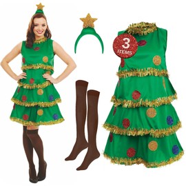 Fun Shack Christmas Tree Fancy Dress for Women, Christmas Tree Costume Adult, Christmas Costumes for Women, Xmas Tree Costume, Large