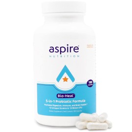 Aspire Nutrition Probiótico Bio-Heal 5 en 1 para niños, hombres y mujeres, el mejor suplemento para la función cerebral, la salud intestinal y el...  