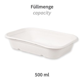 FRANZ MENSCH NatureStar Casa Organic Bowls Rectangular Sugar Cane, White, V: 500 ml, L: 17.5 cm, W: 12 cm, H: 3.8 cm, Cardboard, Disposable Rectangular Plates, Disposable Sugarcane Plates, Pack of 500