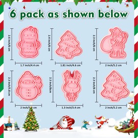 Leesgel Christmas Cookie Cutters for Baking, Gingerbread Man Christmas Tree Santa Reindeer Cookie Cutter, Cookie Decorating Supplies (3d)