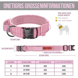OneTigris Dog Collar with Metal Buckle for Dogs Pink M