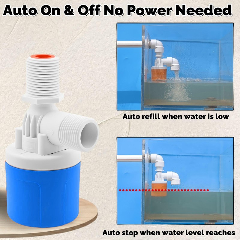 Float Valve for Water Tanks, 3/4 Inch Side Connection, Automatic
