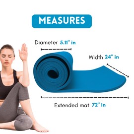 Fuxion Yoga mat 72x24 1/2 inch w/Nylon Strap for Men & Women-Non Slip Excercise, Pilates, Stretching, Floor & Fitness Workouts Blue Nbr Yoga mat