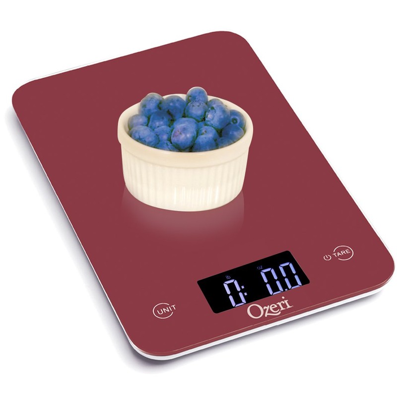 Ozeri Touch Professional Tempered Glass Digital Kitchen Scale, Red Engine