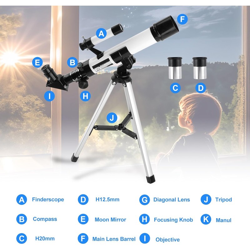 Telescope for Kids & Beginners 40mm Aperture 400mm AZ Mount