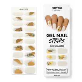MOYOU LONDON Semi-cured UV Gel Strips - Pack of 20 - Gel Nail Foils UV Hardening for Salon Quality Manicure - Set with Nail File & Wooden Cuticle Sticks - Boho Chic