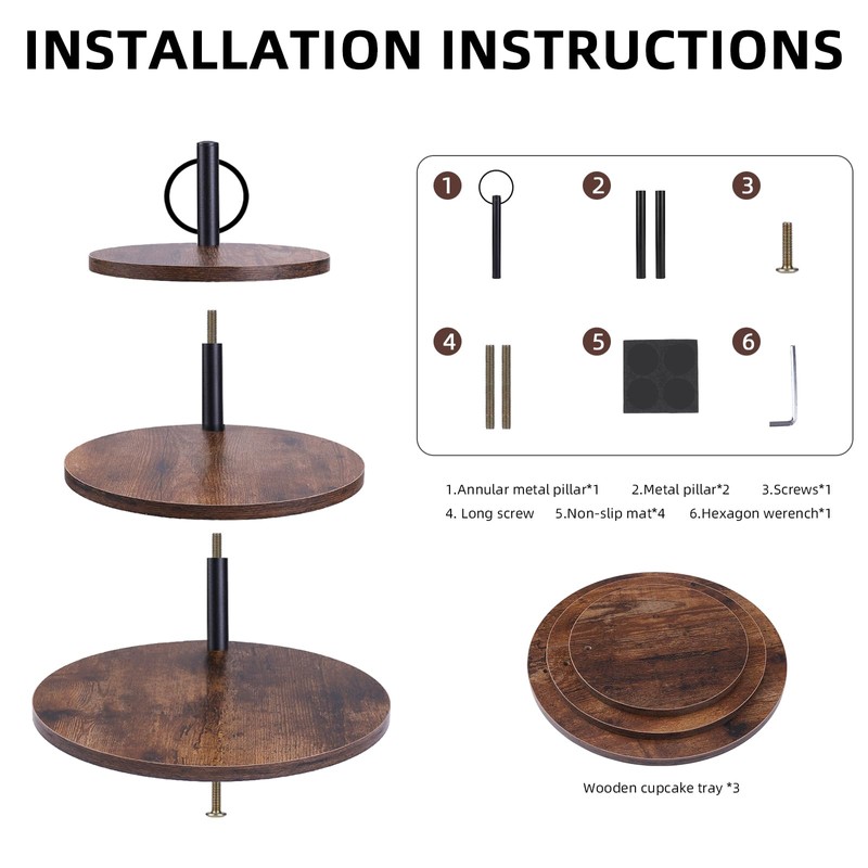 Wooden Cupcake Stand 2 Pack, Large Cupcake Tower Stand for