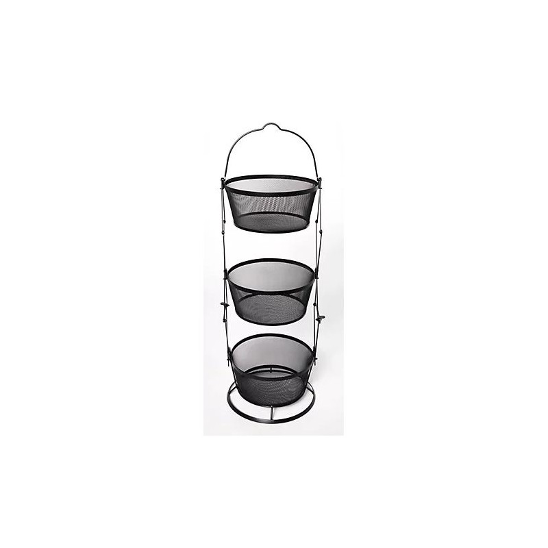 Origami Three Tier Collapsible Baskets - Powder Coated Steel:_Black