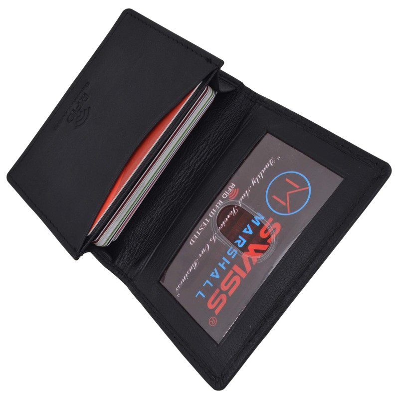 Swiss Marshall Men's RFID Blocking Premium Leather Expandable Small Credit