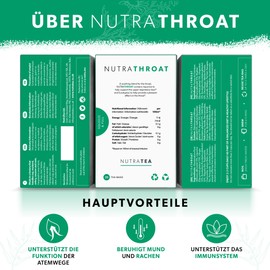 Nutra Tea NUTRATHROAT Immune & Cold Tea for Throat & Throat, Cough Tea to Support the Immune System and Respiratory Tract, 60 Reusable Tea Bags, Herbal Tea with Chamomile & Peppermint