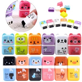 Leiasnow Eraser, Elementary School Student, Roller Eraser, Funny Stationery, Cute Stationery Set, Stationery Set, Girls, Boys, Mini Erasers (Set of 12 Animals)