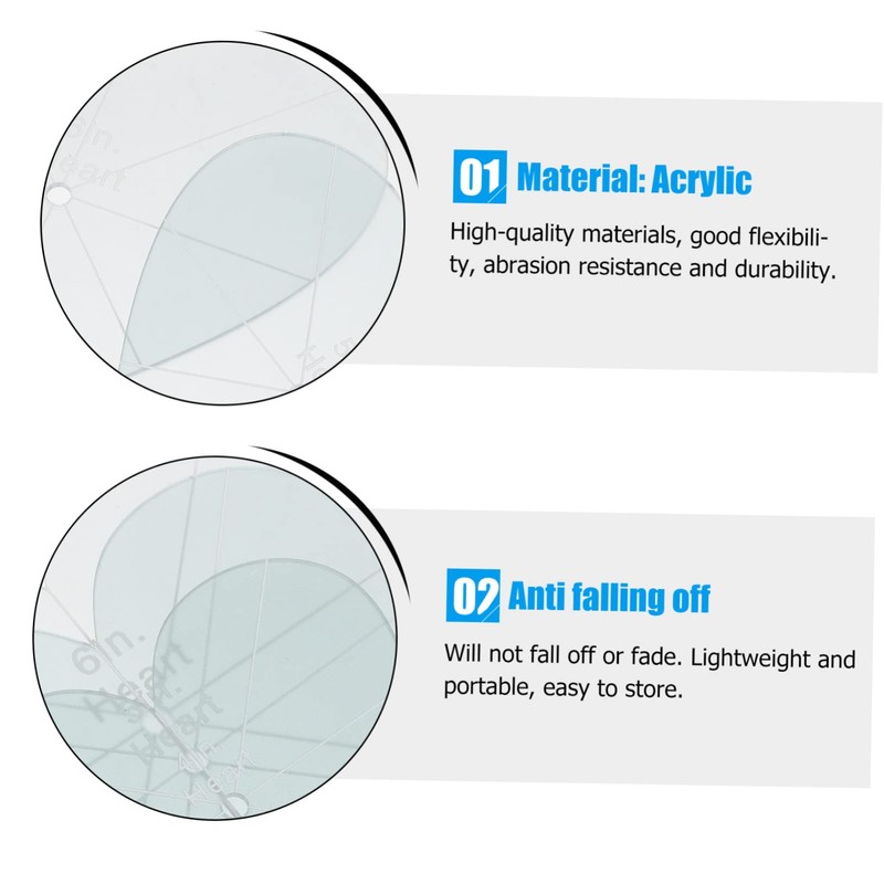 Angoily 3Pcs Portable Acrylic Patchwork Rulers DIY Sewing Supplies for